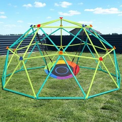 Hapfan 10FT Climbing Dome Saucer Swing Set Rust-Resistant Outdoor Playset 800lbs