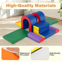 10-Piece Foam Climbing Blocks Soft PU Leather Play Gym for Crawling and Sliding
