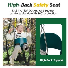 Toddler High Back Full Bucket Swing Seat with Yellow Chains – Fully Assembled Ba