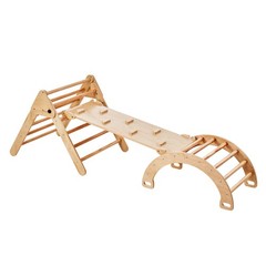 Uimoso 5-in-1 Wooden Montessori Climbing Set for Toddlers with Triangle Design