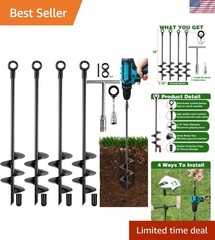 Ground Anchors Heavy Duty, Swing Set Anchor Kit 18 Inch 4 Pack Screw in Earth…