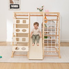 9in1 Slide and Climbing Wall for Toddlers 3+ Wooden Indoor Play 176 lbs Capacity