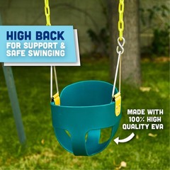 Toddler Swing Seat – High Back Full Bucket, Green | Plastic Coated Chains, Outdo