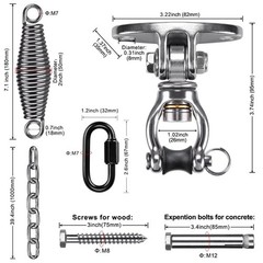Hammock Chair Hanging Kit, Stainless Steel Bearing Swing Hanger with Heavy Du…