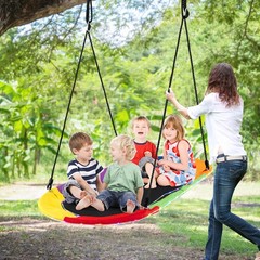 60″ Saucer Swing w/ LED Lights 700 LBS Platform Tree Swing w/ Adjustable Ropes