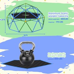 Gardenature 10FT Climbing Dome with Hammock, Outdoor Jungle Gym for Kids, Geomet