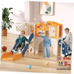 Toddler Slide Set, 13 in 1 Kids Indoor Slide for Toddler 1-3, Blue&yellow