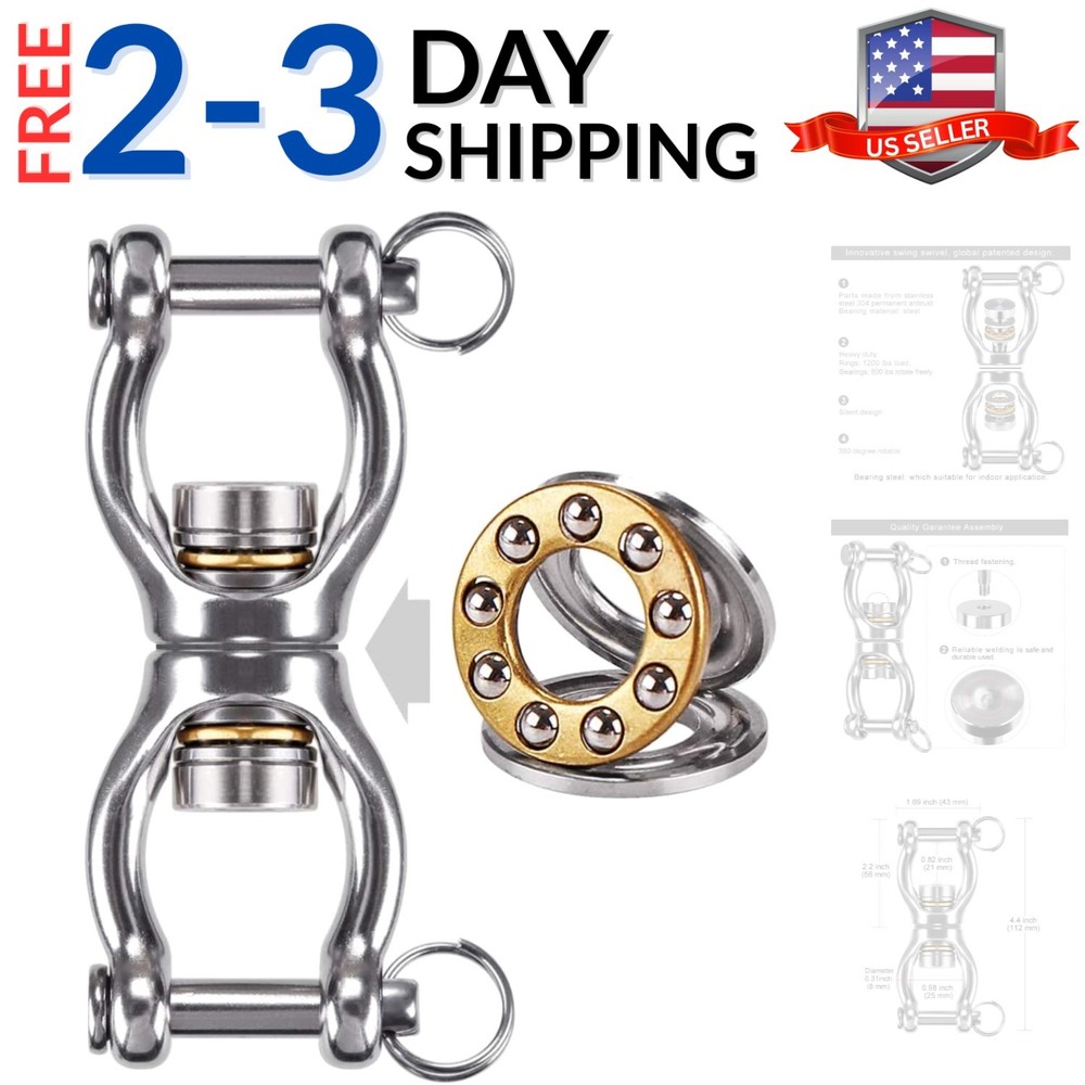 Silent Bearing Swing Swivel, Tire Swing Swivel with 2 Removeable Buckle for W…