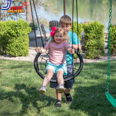 Endeavor II Cedar Wood Swing Set with Wave Slide Play Deck Double Rock Wall NEW