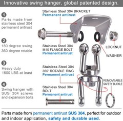 Lot of 2 SELEWARE HD 360° Swivel Swing Hangers Stainless Steel Yoga Punching Bag