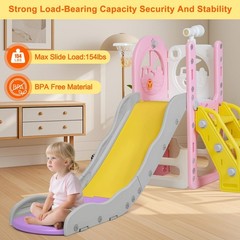 6 in 1 Toddler Playset Toddler Slide and Climber Playset, L-Shaped Kids Slide…