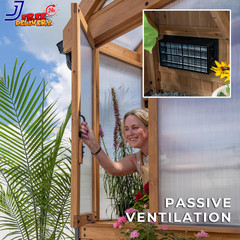Savannah Chalet Style 14.5′ X 12′ Cedar and Polycarbonate Walk-In Greenhouse Kit
