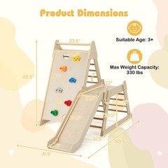 3-In 1 Jungle Gym Playground for Toddlers w/ Extended Slide & Wooden Climber