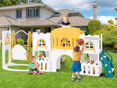 10IN1 Kids Double Slide+Swing Set Toddler Toys Playset Playground Indoor/Outdoor
