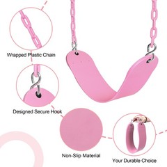 2 Pack Pink Swings Seats Heavy Duty 66 Inches Chain Plastic Coated – Playgrou…