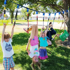 Obstacle Course Kit 2x50ft Ninja Slackline 7 Obstacles and Climbing Rope Ladder