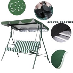 Patio Swing Canopy Replacement Top – 3 Seat Cover for Porch, Garden (Green/64…
