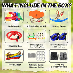 Ninja Warrior Obstacle Course Set for Kids – 52ft Slackline & More!