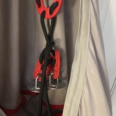 Gray and Red Hanging Pod Swing Chair with Mounting Hardware