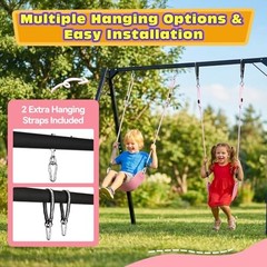 Heavy Duty Kids Swing Seat with 79″ Adjustable Rope, 330 Macaron Pink, 1 Pack