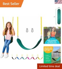 Outdoor Swing Seat Set with Heavy Duty Chains – Safe Playground Accessory, Green