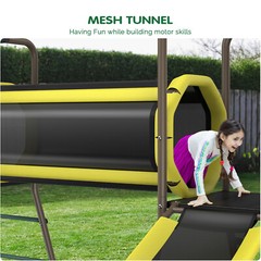 Large Metal Swing Set with 2 Swings, Tunnel, Slide,Climbing Ladder Monkey Bars