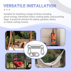 Hammock Chair Hanging Kit with Spring Hardware, Heavy Duty Suspension Swivel …