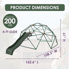 Phobos Climbing Dome with 6FT Slide – Toddler Jungle Gym, Monkey 6ft Slide