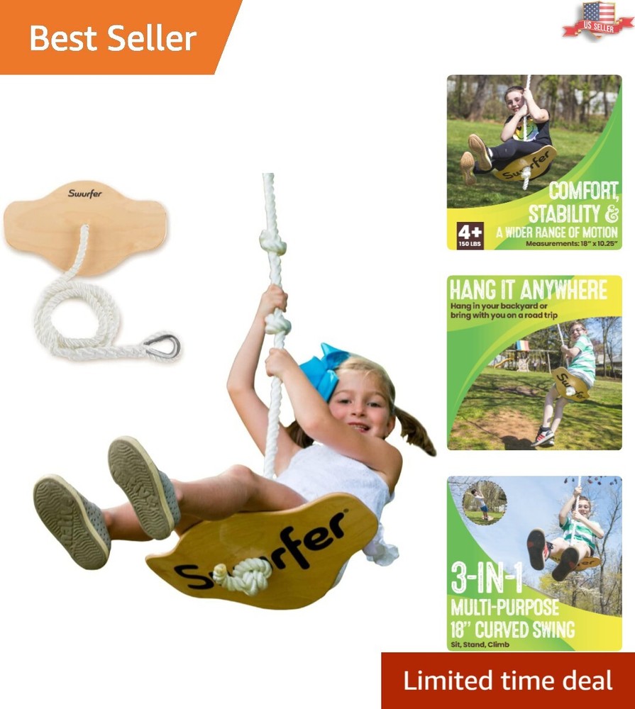 Versatile Maple Wood Disc Swing with Heavy-Duty Braided Rope – Safe and Fun