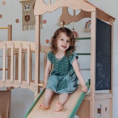 Large Playground Climber Kids Indoor Wooden Playhouse Montessori Morning Light