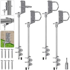 30″ Heavy Duty Screw in Ground Anchors Kit, 3″ Spiral Windproof Earth Anchors