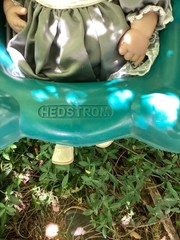 Vintage Hedstrom High Back Baby & Toddler Swing – Blueish Green Teddy Bear