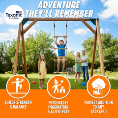 Wooden Rope Ladder for Kids – 6Ft Outdoor Climbing Ladder with Real Wood Rungs,