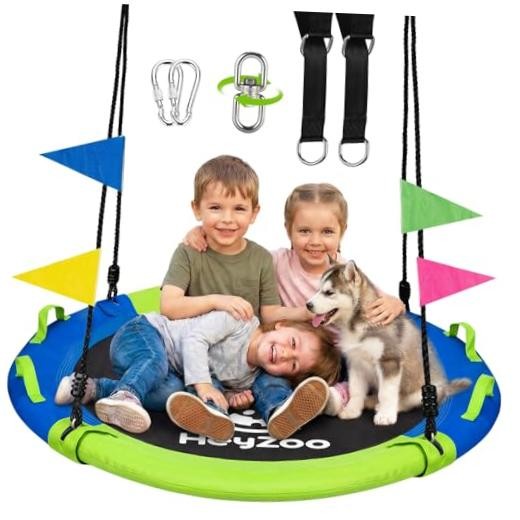 43 Inch Tree Swing, 900lbs Weight Capacity Saucer Swing Sets Green and Blue