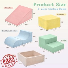 QUCHI Foam Climbing Blocks for Toddlers Indoor Play Set Blue