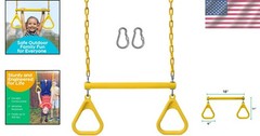 Outdoor Playground Upgrade: 18″ Trapeze Swing Bar with Heavy Duty Chains