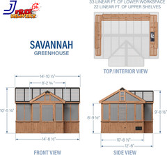Savannah Chalet Style 14.5′ X 12′ Cedar and Polycarbonate Walk-In Greenhouse Kit