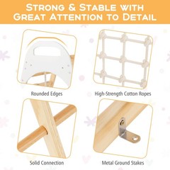 8-in-1 Jungle Gym Playset, Wooden Climber Play Set w/ Monke Natural