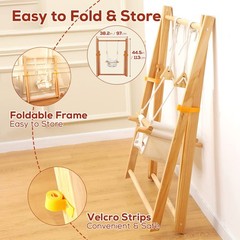 Wooden Swing Set for Toddlers 6-36 Months, Foldable Baby Swing Set with Durable