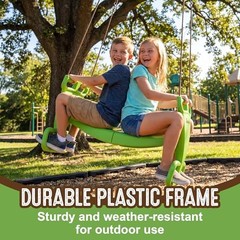 Glider Swing for Kids – Outdoor Dual Swingset for Backyard Green/Brown