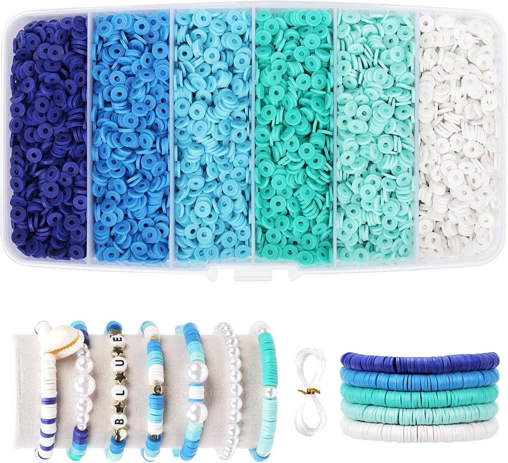 6000+Pieces Polymer Clay Beads, 6 Colors Clay Beads for Bracelets Making Heishi