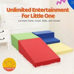 4-Piece PU Leather Baby Foam Climbing Blocks for Toddlers – Soft Play Climbin…