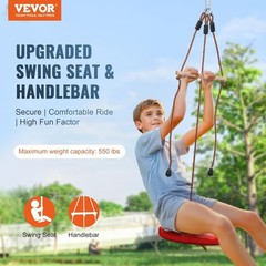 Safe 65 ft Zipline for All Ages – Quick Setup, Includes Swing Seat & Accessories