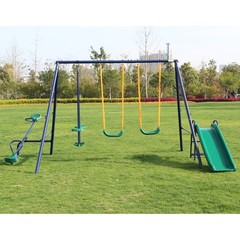 4 in 1 Swing Set With Seesaw, Belt Swing, Slide, Glider for Backyard