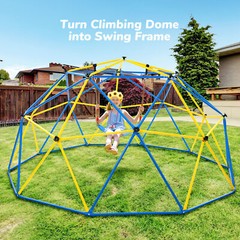 Climbing Dome 10FT Jungle Gym w/Hammock & Swing for Kids 800lbs Toddler Play Set