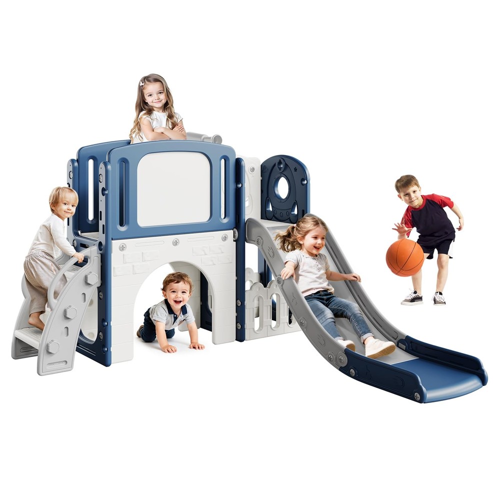 Toddler Slide 8 in 1 Indoor Playground Outdoor Playset Kids Baby Slides for T…