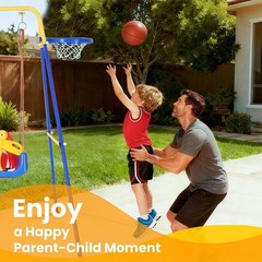 Toddler Swing Set w/ Basketball Hoop Safety Belt Backyard Indoor/Outdoor Play