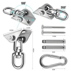 Hammock Hanging Kit,Hanging Chair Hardware 360°Rotating 1000 lb Capacity Ha