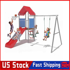 Playground Swing Sets Playset for Backyard with Slide Outdoor Play Set for Kids