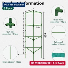 Halatool 6 Pack Tomato Cages for Graden 60 Inch, Adjustable Metal Tall Heavy Dut